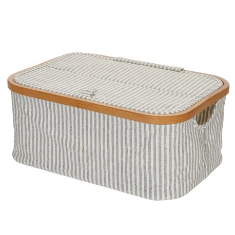 Foldable canvas and bamboo basket for sewing and knitting supplies - 612682 Prym