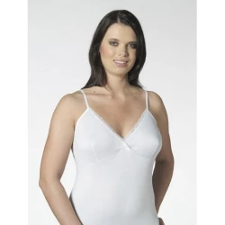 Canottiera Spalla Stretta Forma seno, balza macramè in Cotone mercerizzato - VS3025BW Nottingham Intimo
