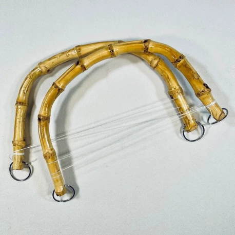 Manici per borse a semicerchio in bambù naturale chiaro con anelli