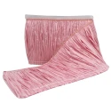 Pink glossy raffia fringe 15cm high for decorating bags, dresses and other accessories