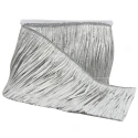 Shiny pearl grey raffia fringe 15 cm high for decorating bags, dresses and other accessories