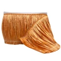 Frangia in rafia lucida colore arancione altezza 15cm per decorare borse, abiti, e altri accessori