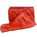 Coral red glossy raffia fringe 15cm high to decorate bags, dresses, and other accessories
