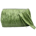 Frangia in rafia lucida colore verde muschio altezza 15cm per decorare borse, abiti, e altri accessori