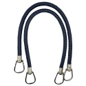 Woven faux leather bag handles with silver oval rings