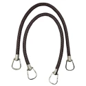 Woven faux leather bag handles with silver oval rings