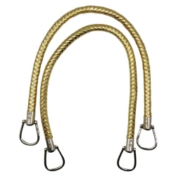 Woven faux leather bag handles with silver oval rings