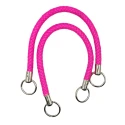 Manici per borse fuxia FLUO in ecopelle intrecciata 40cm con anelli argentati - ML00044 BM Ricami