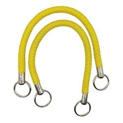 FLUO yellow handles for bags in woven faux leather, 40 cm with silver rings - ML00044 BM Ricami
