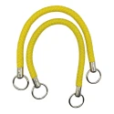 Manici per borse giallo FLUO in ecopelle intrecciata 40cm con anelli argentati - ML00044 BM Ricami