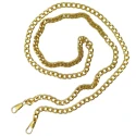 Chain shoulder strap with large, flattened metal links for bags and clutches