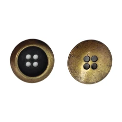 Vintage effect antique metal decorative button Ø 2cm - 4 holes