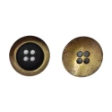 Vintage effect antique metal decorative button Ø 2cm - 4 holes