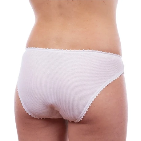 Women's high-cut briefs, ribbed pure cotton fabric - 222 Laiole