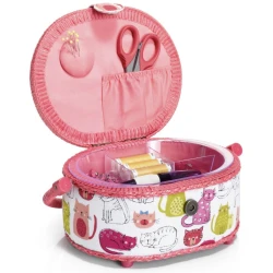 Slightly oval-shaped sewing basket in kitty pattern - 612043 Prym 2