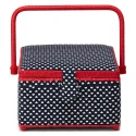 Cestino portalavoro cucito quadrato in fantasia Lovely a piccoli cuoricini bianchi - 612646 Prym