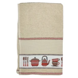Embroiderable cotton terry cloth kitchen towel with Aida band