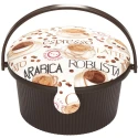 Round coffee pod sewing and hobby basket with padded lid - 612025 Prym