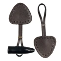 Bottoni Alamari in vera pelle marrone per cappotti