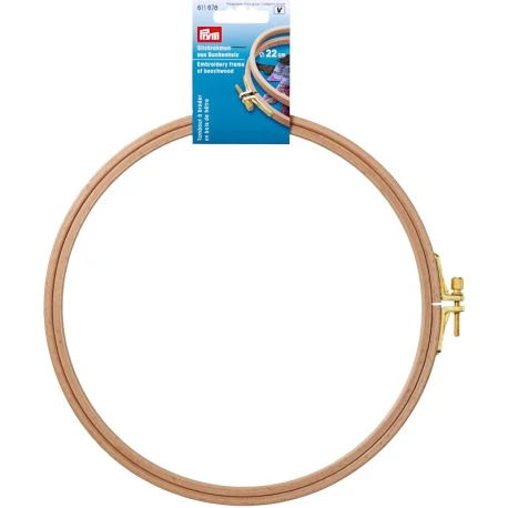 22 cm round embroidery hoop in natural beech wood - 611678 Prym