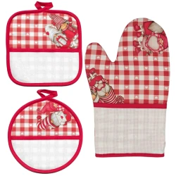 Gnome pot holder & oven glove set with Aida insert