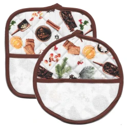 Set of 2 pot holders with Aida cloth to embroider with a kitchen spice pattern - BM Ricami