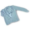 Button-front wool blend bed jacket with satin bow