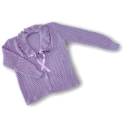 Button-front wool blend bed jacket with satin bow