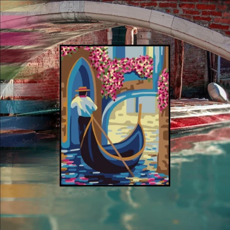 Venice Gondola Half Stitch Needlepoint Kit for Beginners