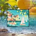 Kit Mezzopunto paesaggio con barche a vela e limoni - set completo di ago e fili 3387K Collection D'Art