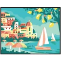 Needlepoint kit seascape with sailboats and lemons