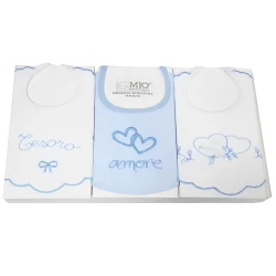 Gift pack 3 light blue baby bibs in pure cotton - 305.682 Mio Piccolo