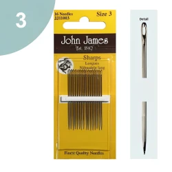 Aghi lunghi per cucire a mano misura 3 alta qualità - JJ11003C John James