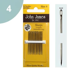 Long needles for hand sewing, size 4, high quality - JJ11004C John James