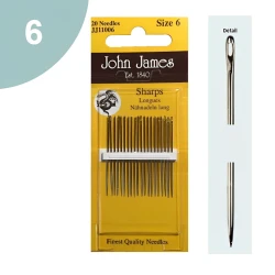 Long needles for hand sewing, size 6, high quality - JJ11006C John James