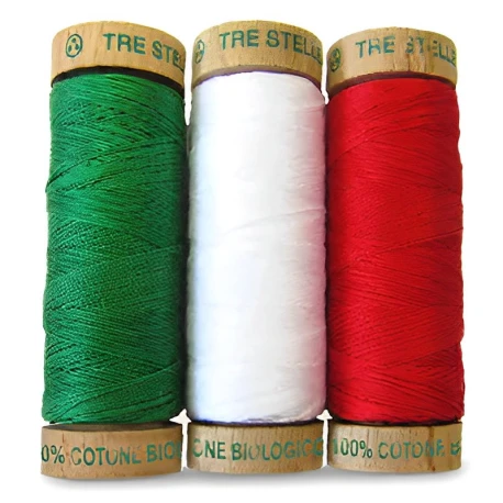 Organic cotton thread for hand and machine sewing, 100m spool - Cucirini Tre Stelle Milan