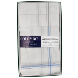 12 men's handkerchiefs in white striped cotton fabric Manifattura Colombo Quadrifoglio