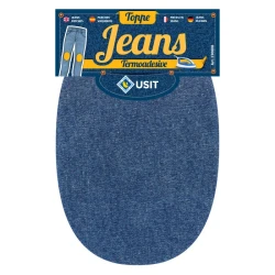 Heat-activated jeans patches in durable denim fabric - Usit 2