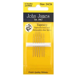 High-quality wool needles with rounded tips, sizes 24-26, assorted - JJ19846C John James
