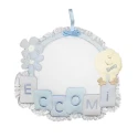 Light blue "Eccomi" newborn bow rosette with Aida cloth for embroidery - FC040 Modidea