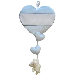 Light blue rosette with padded heart and bear bow for newborns, with Aida cloth for embroidery - FN002 Modidea