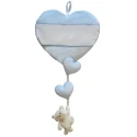 Coccarda celeste fiocco nascita imbottito cuore e orsetto con tela aida da ricamare - FN002 Modidea