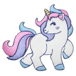 Unicorn white embroidered iron-on patch