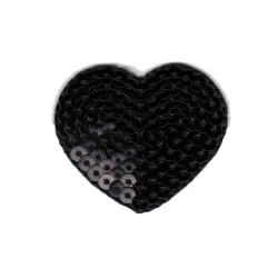 Applicazione patch termoadesiva Cuore Paillette Nero - Modidea