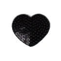 Black heart sequin appliqué patch - heat-activated