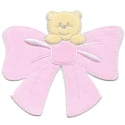Orsetto con fiocco rosa applicazione Baby ricamata - Modidea