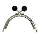 Metal click clac ball purse clasp with black coloured balls