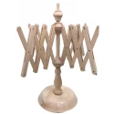 Natural wooden bowmaker with table base for making balls of yarn