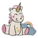 Unicorn rainbow glitter iron-on embroidered patch