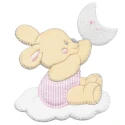 Bunny on cloud and moon embroidered pathc baby appliqué for blankets